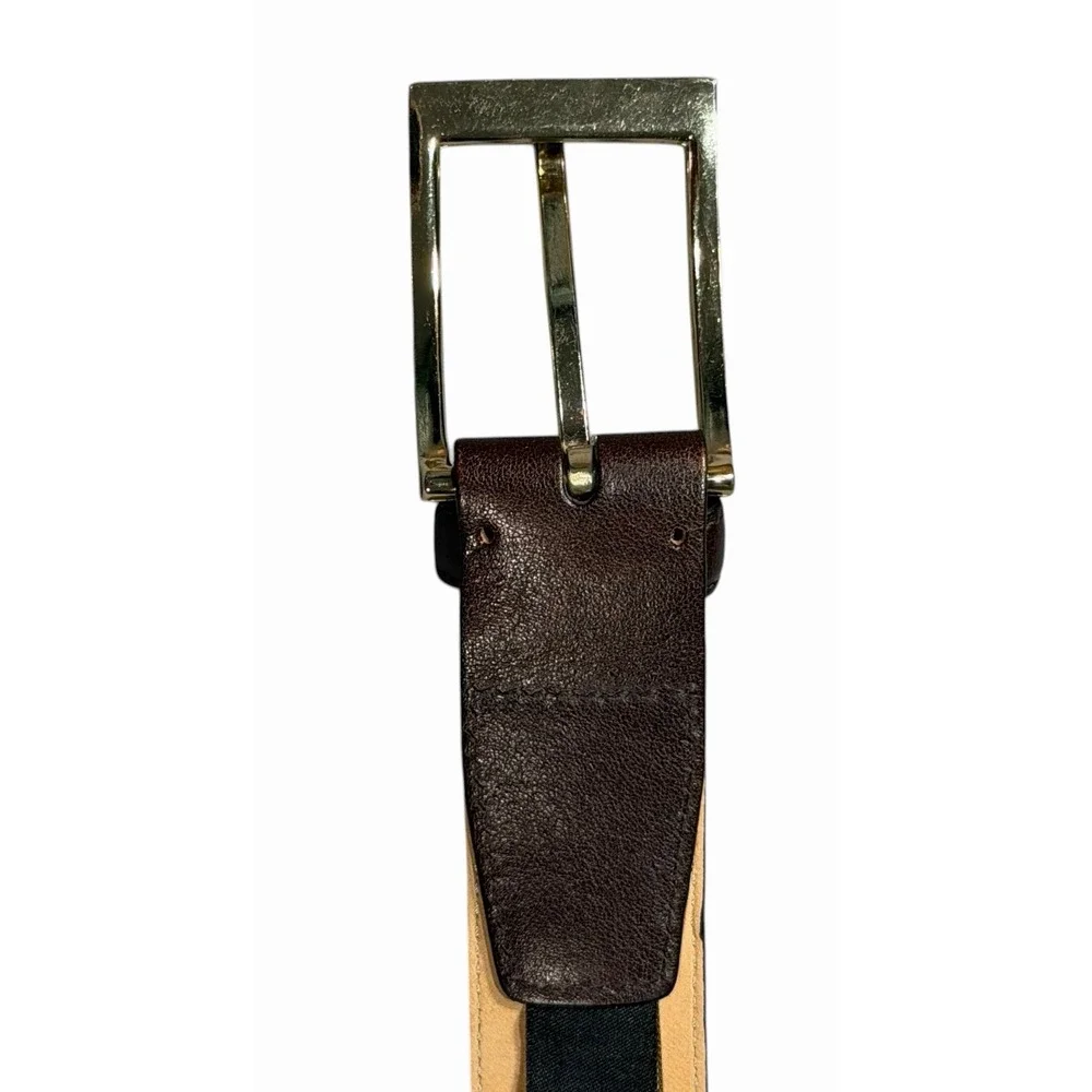 Donald J.Trump Signature Collection Mens Brown Leather Belt Brass Buckle Size 38